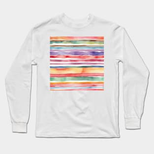 Colorful watercolor striped pattern Long Sleeve T-Shirt